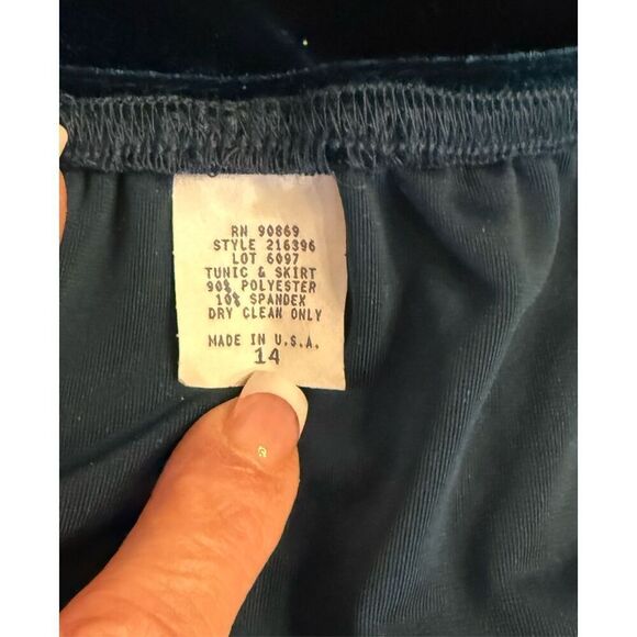 K Studio Velvet Tunic & Skirt Set Sz. 14 Teal Flattering Confortable - Picture 14 of 14